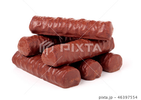 chocolate bars isolated on white background 46397554