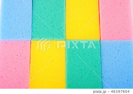 Background of colored kitchen sponges for washing dishes 46397604