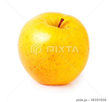 One yellow apple on a white background One yellow apple on a white background 46397606