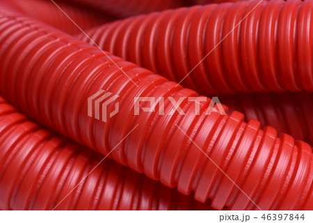 Plastic corrugated pipe closeup Plastic corrugated pipe closeup 46397844