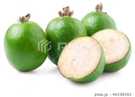 Tropical fruit feijoa isolated on white background 46398302