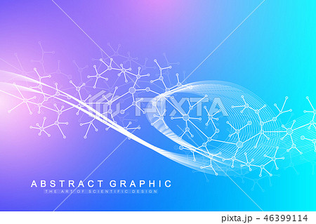 Big Genomic Data Visualization. DNA helix, DNA strand, DNA Test. Molecule or atom, neurons. Abstract 46399114
