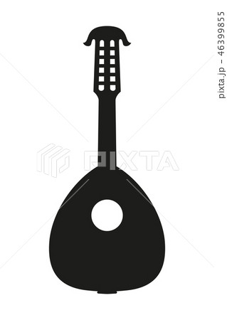 Black and white lute silhouette. Black and white lute silhouette. 46399855