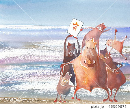 亥年 年賀素材 亥年 年賀素材 46399875