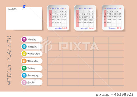 Calendar for fourth quarter of 2019 year Calendar for fourth quarter of 2019 year 46399923