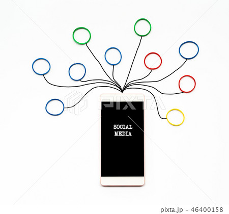 smartphone with rubber band, social media concept smartphone with rubber band, social media concept 46400158