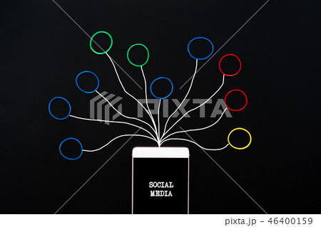 smartphone with rubber band, social media concept smartphone with rubber band, social media concept 46400159