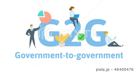 G2G, Government to Government. Concept with keywords, letters, and icons. Flat vector illustration 46400476