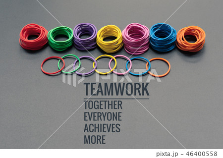 Teamwork concept. group of colorful rubber band 46400558