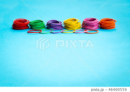 Teamwork concept. group of colorful rubber band Teamwork concept. group of colorful rubber band 46400559