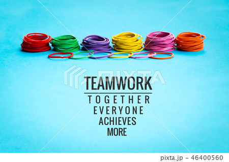Teamwork concept. group of colorful rubber band 46400560