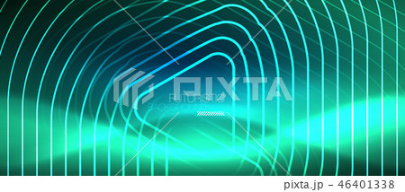 Neon glowing techno lines, hi-tech futuristic abstract background template with geometric shapes 46401338