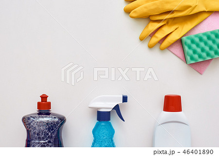 Stay clean. Cleaning gloves, sponges and other cleaning tools isolated. Stay clean. Cleaning gloves, sponges and other cleaning tools isolated. 46401890