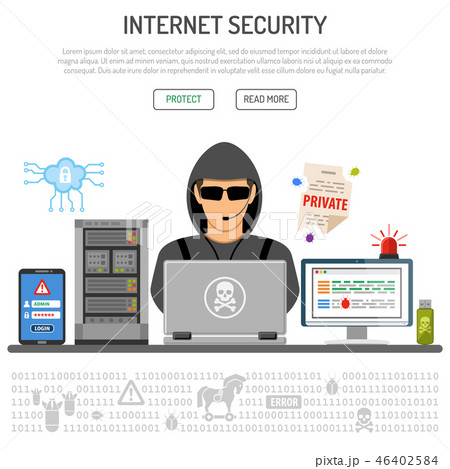 Cyber Crime, Hacking, Internet Security Concept 46402584