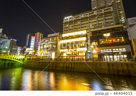 愛知県　名古屋市　堀川　納屋橋の夜景 46404015