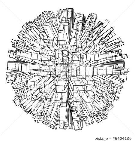 Abstract 3d Sphere with City, Blueprint Style Abstract 3d Sphere with City, Blueprint Style 46404139