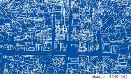 Wire-frame Twisted City, Blueprint Style. Vector Wire-frame Twisted City, Blueprint Style. Vector 46404165