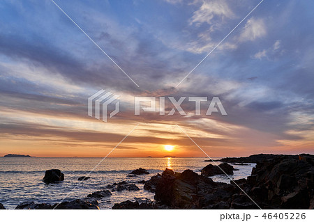 日没 夕焼け 夕暮れ 46405226