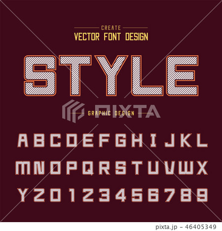 Line font and alphabet vector, Square typeface Line font and alphabet vector, Square typeface 46405349
