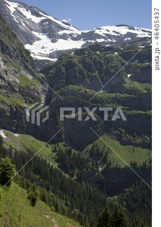Dents du Midi mountains and waterfall -Switzerland 46405437