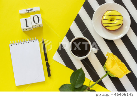 Wooden cubes calendar April 10th.  46406145