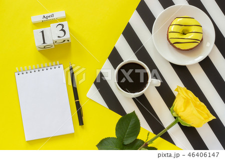 Wooden cubes calendar April 13th.  46406147