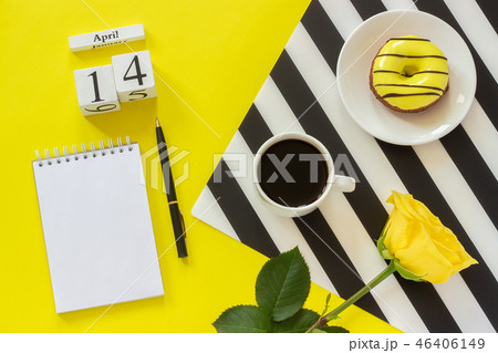 Wooden cubes calendar April 14th.  46406149