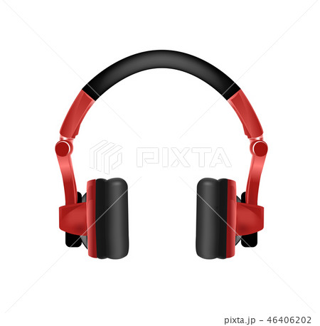 Trendy youth wireless red headphones. Vector illustration on white 46406202