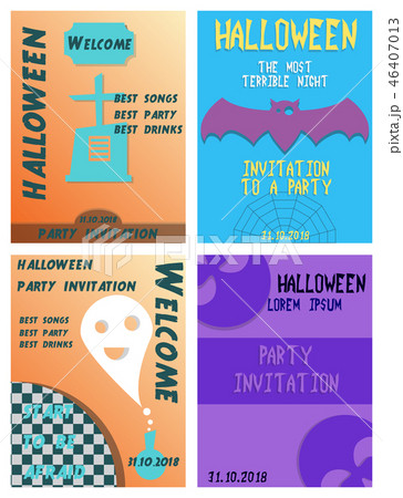 Halloween party invitation scary poster celebration illustration ghosts Halloween party invitation scary poster celebration illustration ghosts 46407013