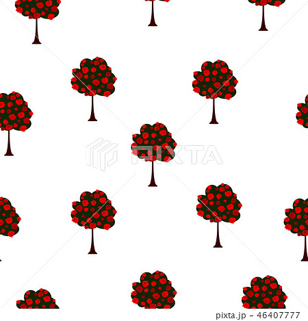 Seamless pattern big trees with red roses 46407777