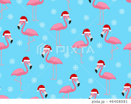 Christmas seamless pattern with flamingo Santa  46408081