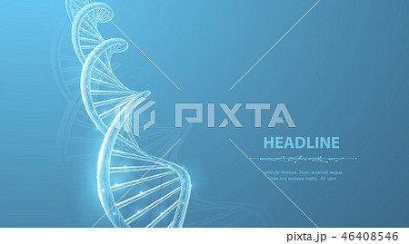 DNA. Abstract 3d polygonal wireframe DNA molecule helix spiral on blue. 46408546