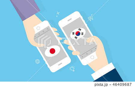 翻訳アプリのイメージ 韓国 日本 のイラスト素材