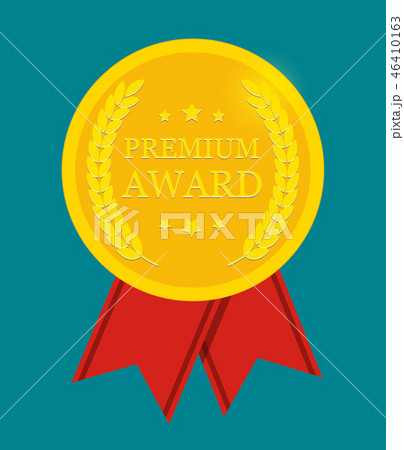 Premium Award Gold Medal with Red Ribbon. 46410163