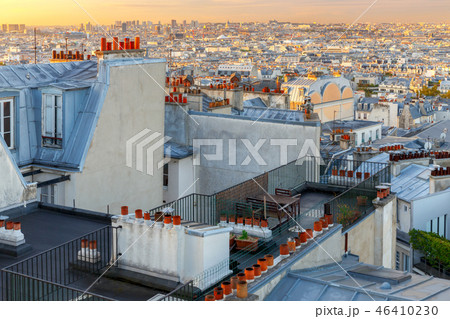 Paris. Aerial view of the city at sunrise. 46410230