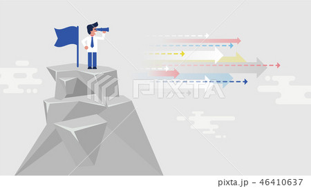 businessman standing on top of mountain 46410637