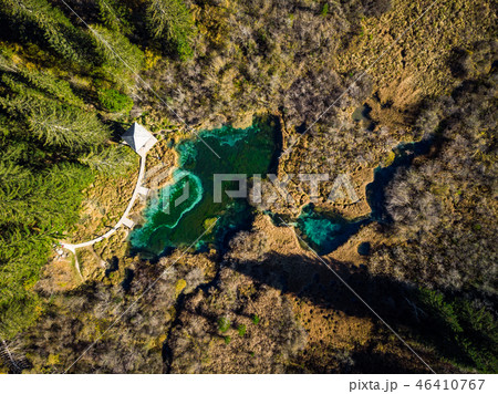 Magical landscape seen from aerial drone, Slovenia Magical landscape seen from aerial drone, Slovenia 46410767