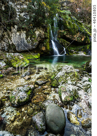 Long exposure, waterfall Virje in Slovenia 46410805