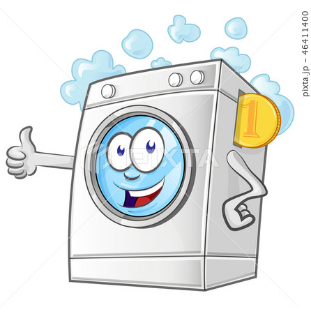 Laundry service cartoon with coin Laundry service cartoon with coin 46411400