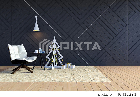 Living room interior with white Christmas tree 46412231