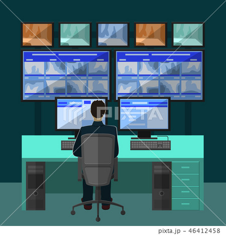 Security room in which working professionals 46412458