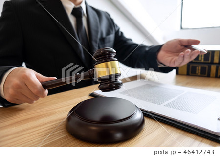 Legal law, advice and justice concept, male counseling lawyer or 46412743