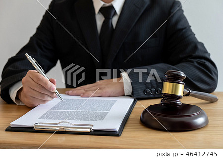 Legal law, advice and justice concept, male counseling lawyer or 46412745