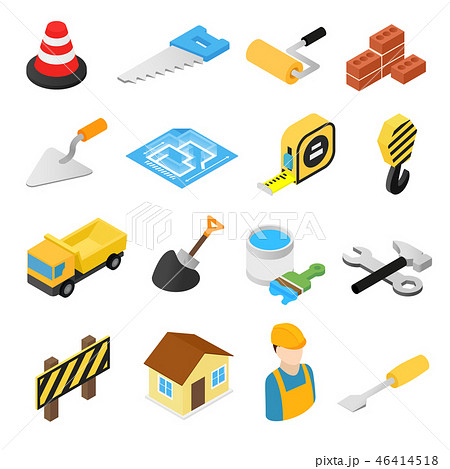 Construction Isometric Icons Setのイラスト素材