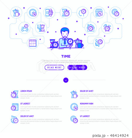 Time manager with thin line icons 46414924