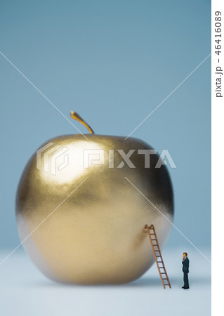 金のリンゴ リンゴ りんごの写真素材