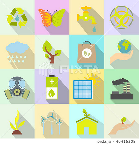 Universal ecology flat icons set Universal ecology flat icons set 46416308