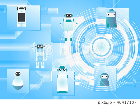 人工知能のイメージ 近未来のイメージ素材 近未来のテクノロジー 人工知能と通信 人工知能とネのイラスト素材