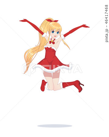 Joyful anime manga girl as Santa Claus in a jump Joyful anime manga girl as Santa Claus in a jump 46417468
