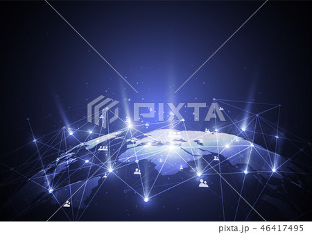Global network connection. World map point Global network connection. World map point 46417495